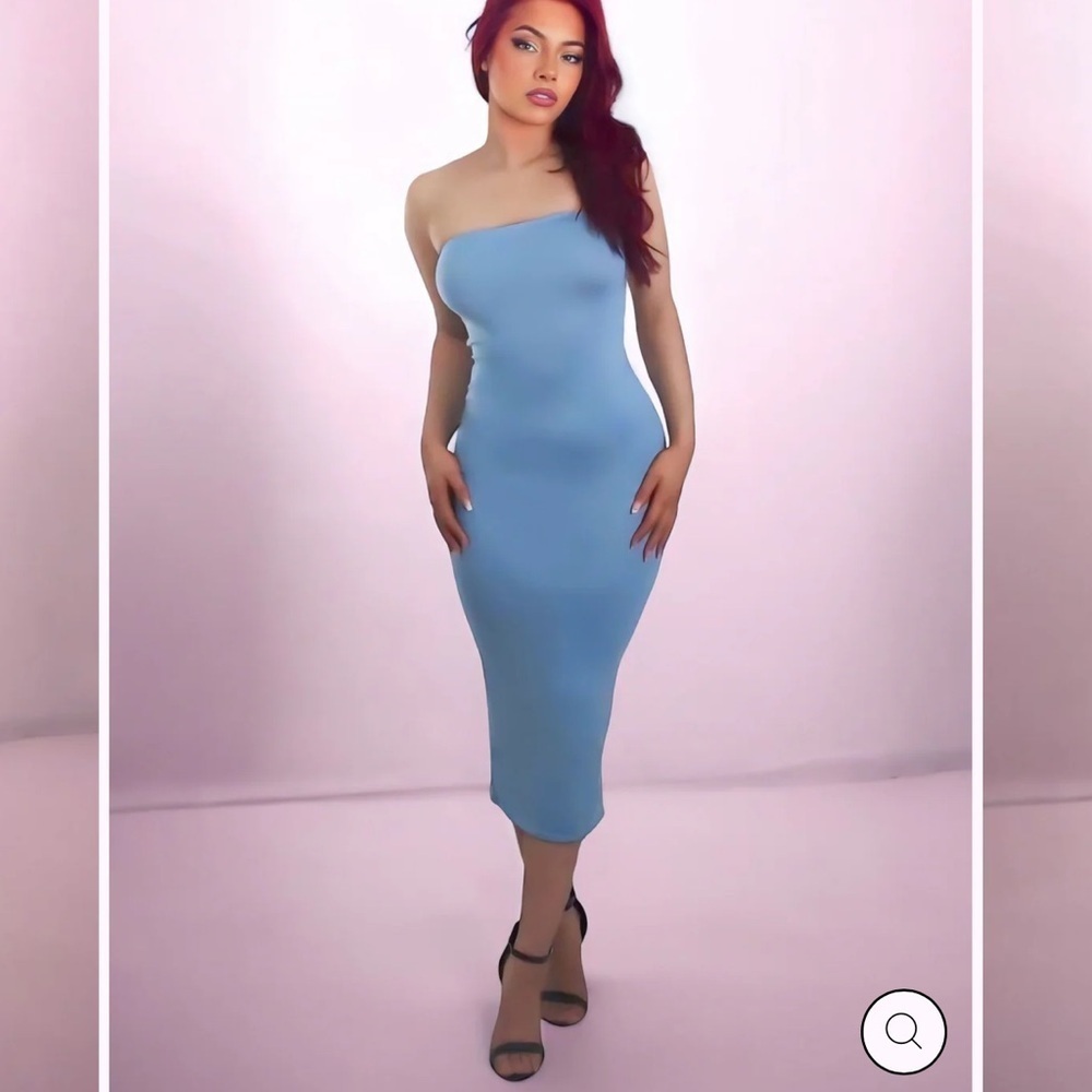 Sparkle Bandeau Blue Strapless Dress